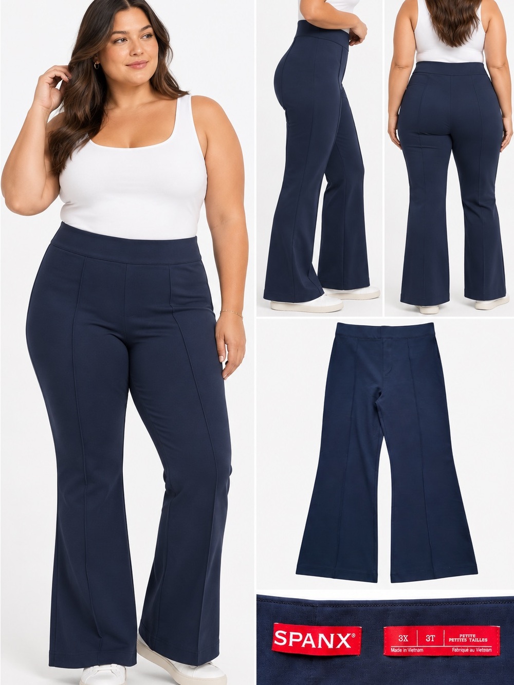 Spanx Perfect Fit Ponte High Rise Flare Pant Timeless Navy Size 3X petite career